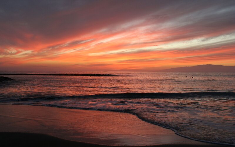 Sunset over Ocean — Orange, Dramatic, Photograph, Sky, Sea
