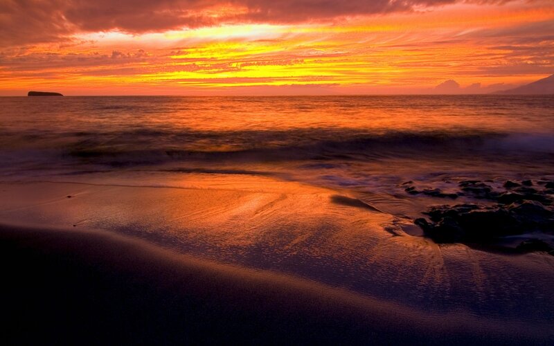 Sunset over Ocean — Orange, Dramatic, Photograph, Sky