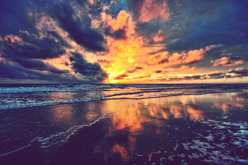 Sunset over Ocean — Orange, Purple