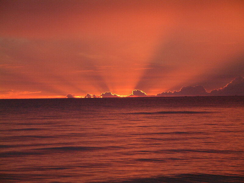 Sunset over Ocean — Orange, Red