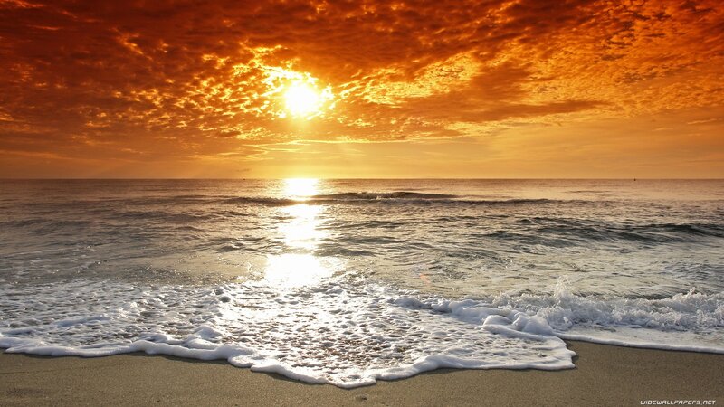 Sunset over Ocean — Orange, Sand