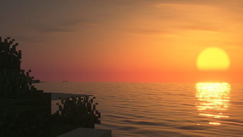 Sunset over Ocean — Orange, Serene, 3d Render, Sun