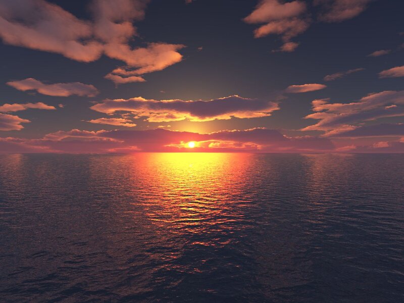 Sunset over Ocean — Orange, Serene, 3d Render