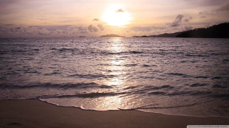 Sunset over Ocean — Orange, Serene, Photograph, Beach, Islands