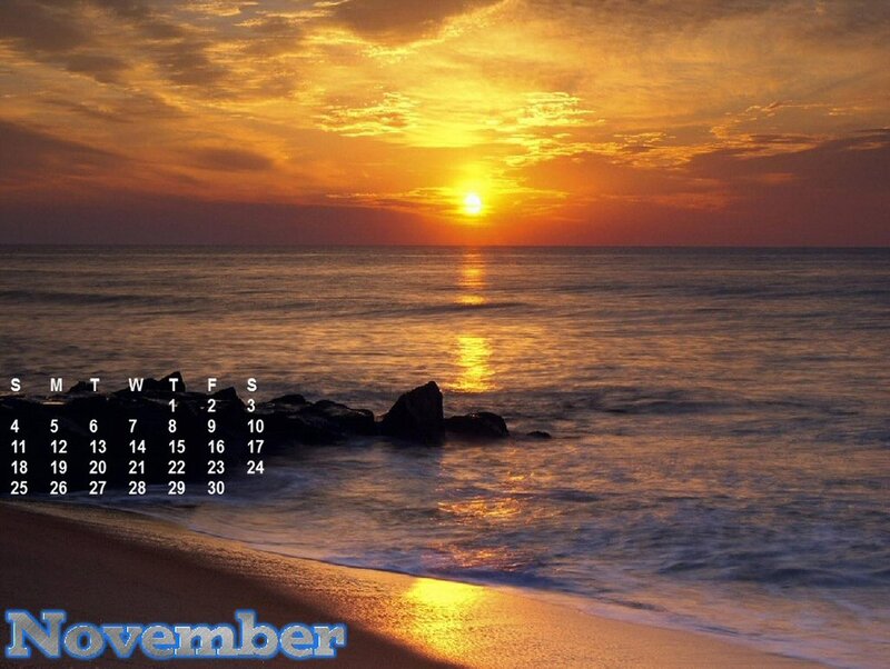 Sunset over Ocean — Orange, Serene, Photograph, Calendar