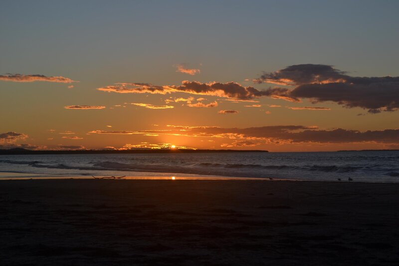 Sunset over Ocean — Orange, Serene, Photograph, Clouds, Beach