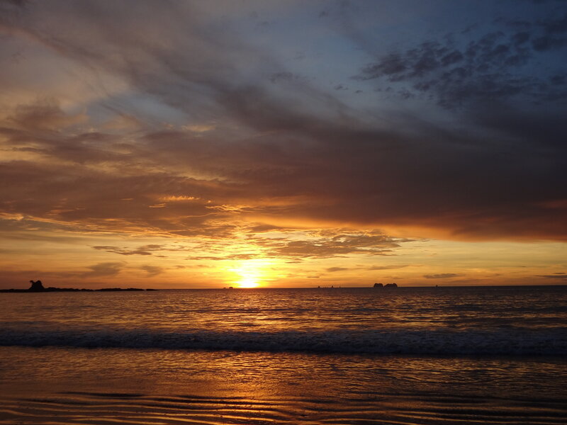 Sunset over Ocean — Orange, Serene, Photograph, Clouds, Sea