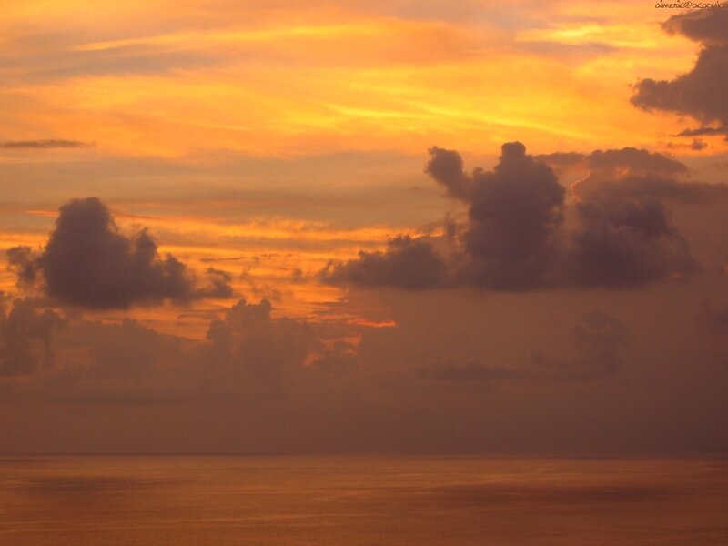 Sunset over Ocean — Orange, Serene, Photograph, Clouds, Sky, Yellow