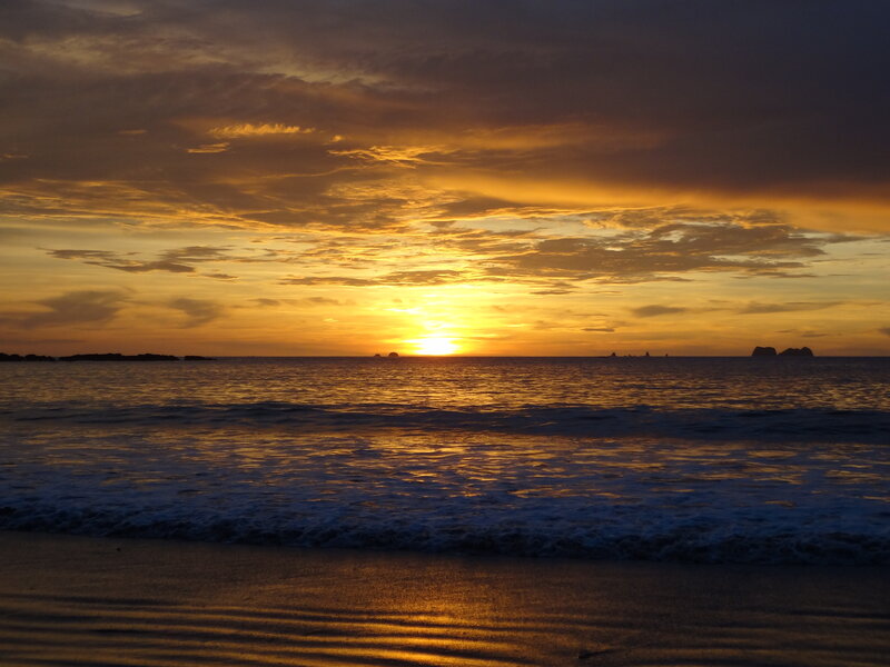 Sunset over Ocean — Orange, Serene, Photograph, Clouds, Waves