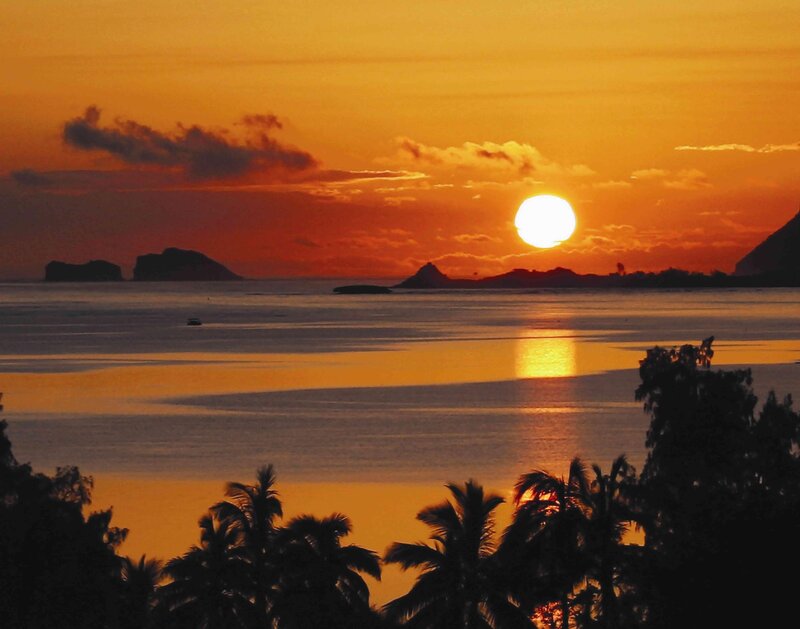 Sunset over Ocean — Orange, Serene, Photograph, Islands