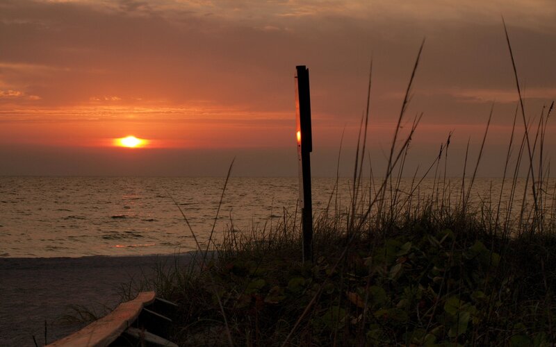 Sunset over Ocean — Orange, Serene, Photograph, Post