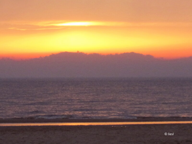Sunset over Ocean — Orange, Serene, Photograph, Sky, Beach