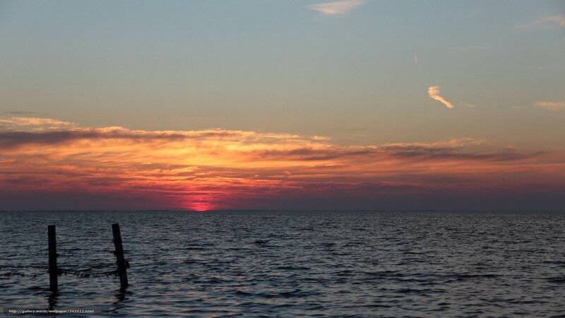 Sunset over Ocean — Orange, Serene, Photograph, Sky, Clouds, Posts