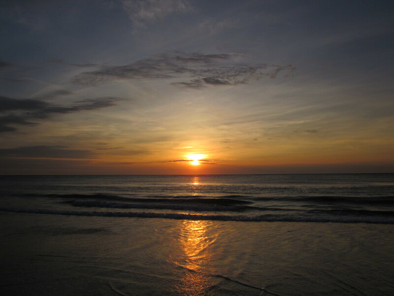 Sunset over Ocean — Orange, Serene, Photograph, Sun, Sky