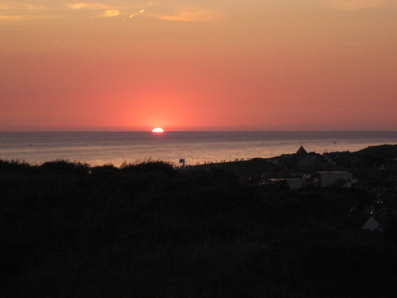 Sunset over Ocean — Orange, Serene, Photograph, Town