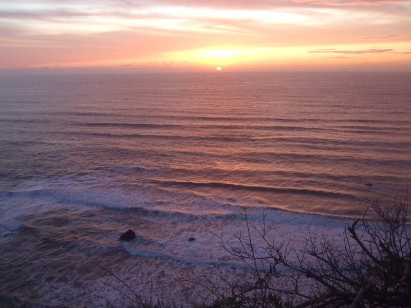 Sunset over Ocean — Orange, Serene, Photograph, Waves, Rocks