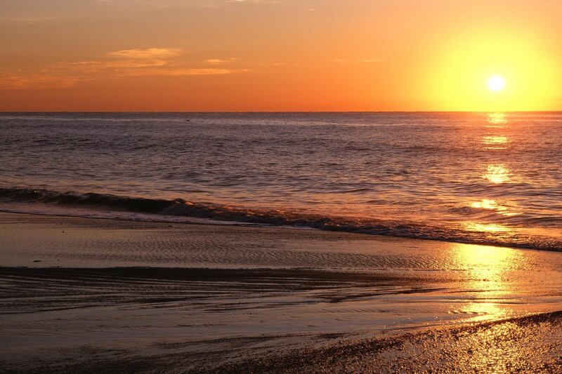 Sunset over Ocean — Orange, Sun