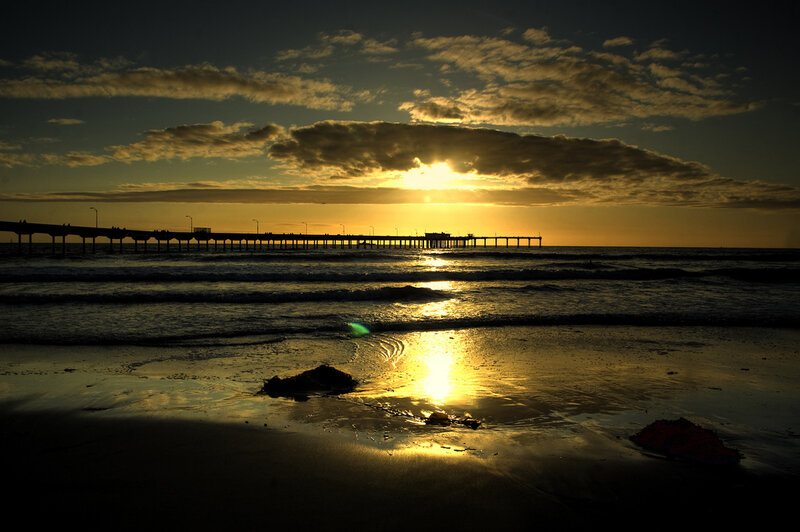 Sunset over Ocean Pier — Gold