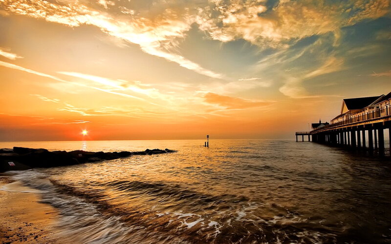 Sunset over Ocean Pier — Orange, Serene