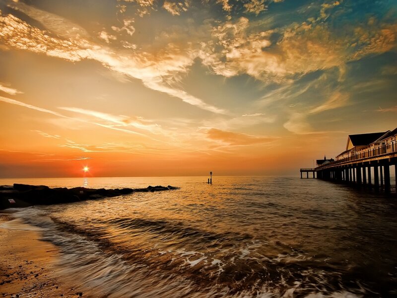 Sunset over Ocean Pier — Orange