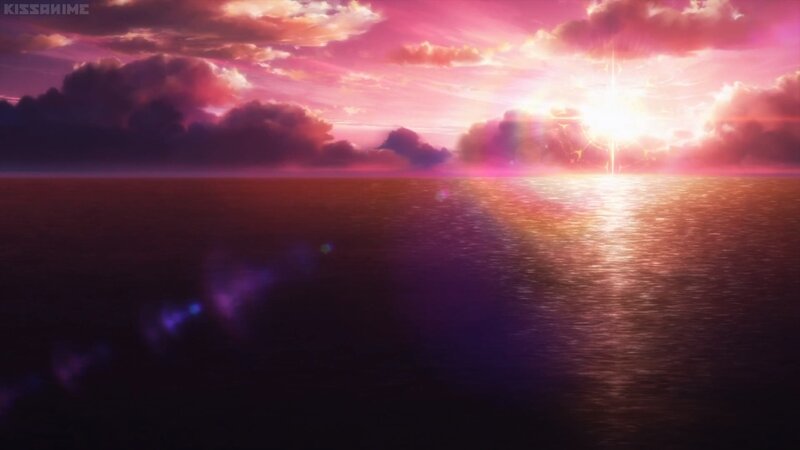 Sunset over Ocean — Pink, Dramatic, Anime