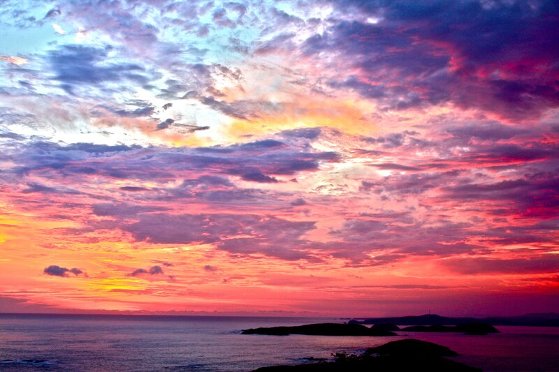 Sunset over Ocean — Pink, Dramatic, Photograph, Clouds