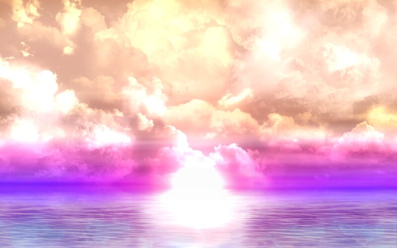 Sunset over Ocean — Pink, Serene, Digital Art, Clouds