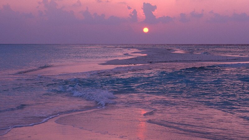 Sunset over Ocean — Pink, Serene, Photograph, Sun