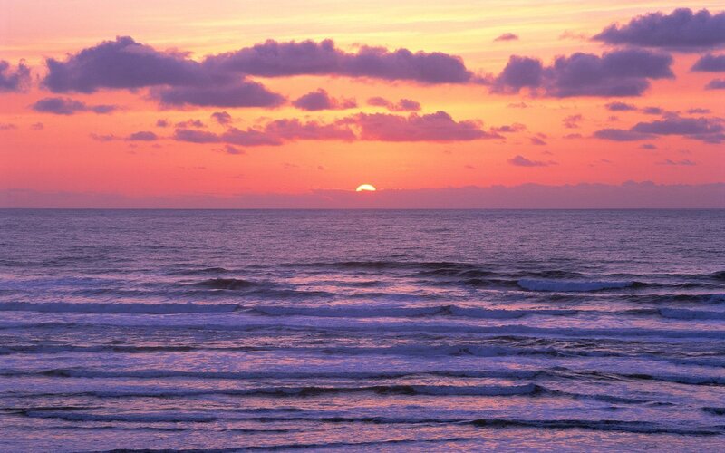 Sunset over Ocean — Pink, Sun