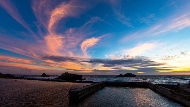 Sunset over Ocean Pool — Blue