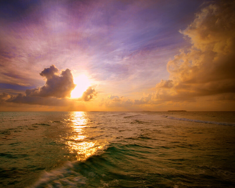 Sunset over Ocean — Purple, Clouds