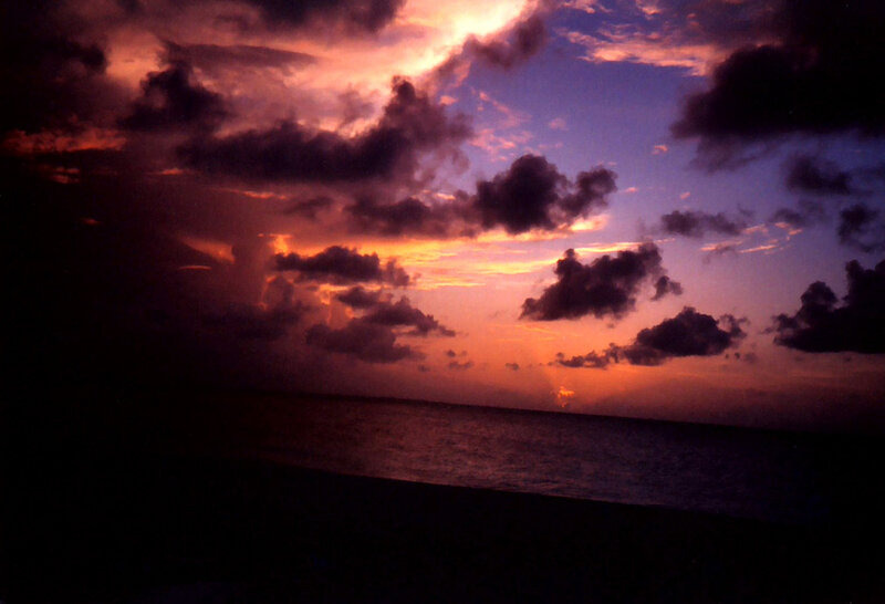 Sunset over Ocean — Purple, Dramatic, Photograph, Clouds, Sky, Sea