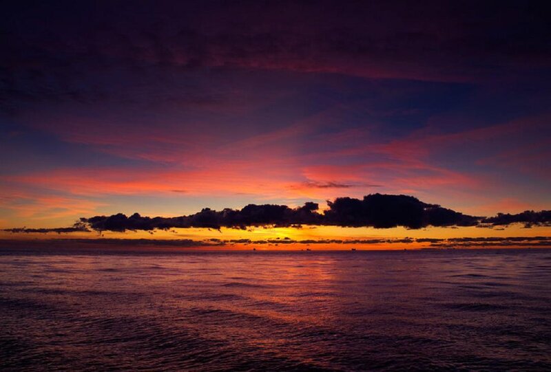 Sunset over Ocean — Purple, Dramatic, Photograph, Clouds, Sky
