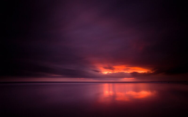 Sunset over Ocean — Purple, Dramatic, Photograph, Sky, Clouds