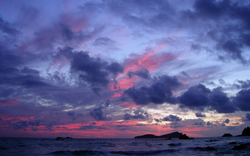 Sunset over Ocean — Purple, Dramatic, Photograph