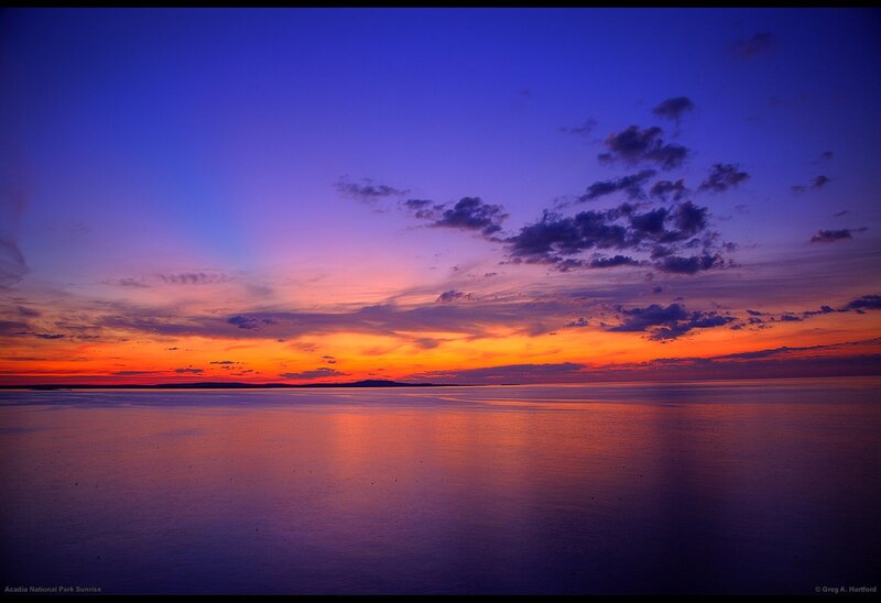 Sunset over Ocean — Purple, Serene, Photograph, Clouds, Horizon