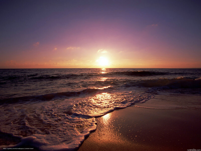 Sunset over Ocean — Purple, Serene, Photograph, Sand