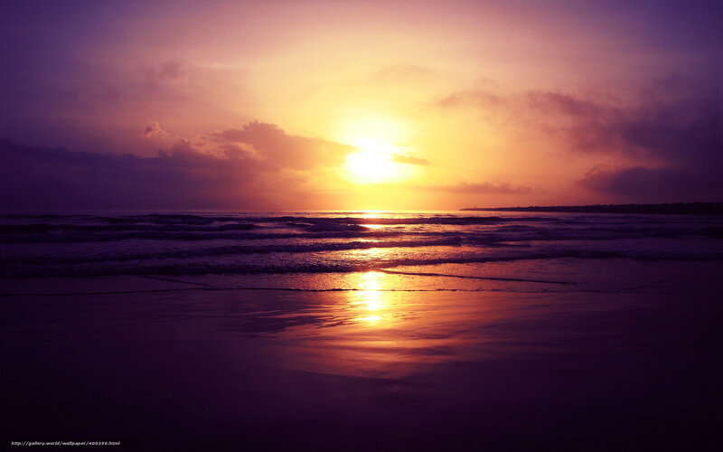 Sunset over Ocean — Purple, Serene, Photograph, Sky, Beach