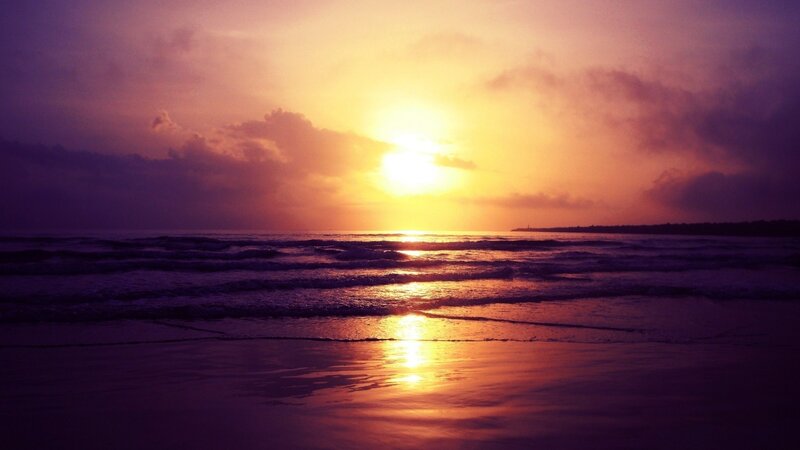 Sunset over Ocean — Purple, Serene, Photograph, Sky, Clouds