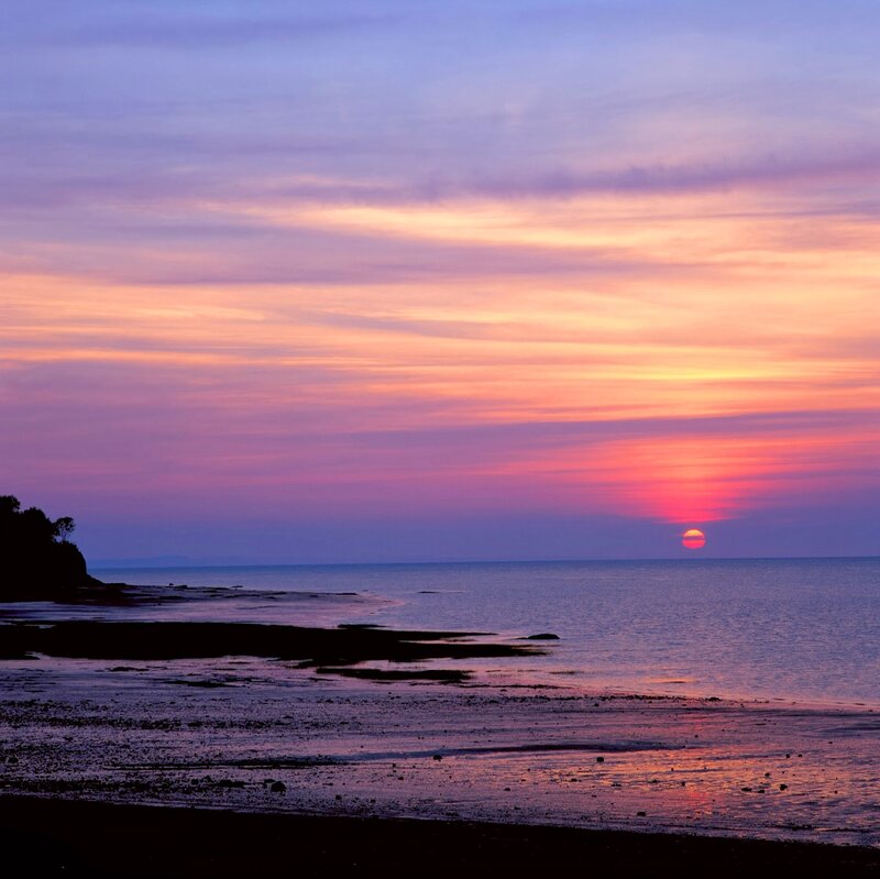 Sunset over Ocean — Purple, Serene, Photograph, Sun, Sky