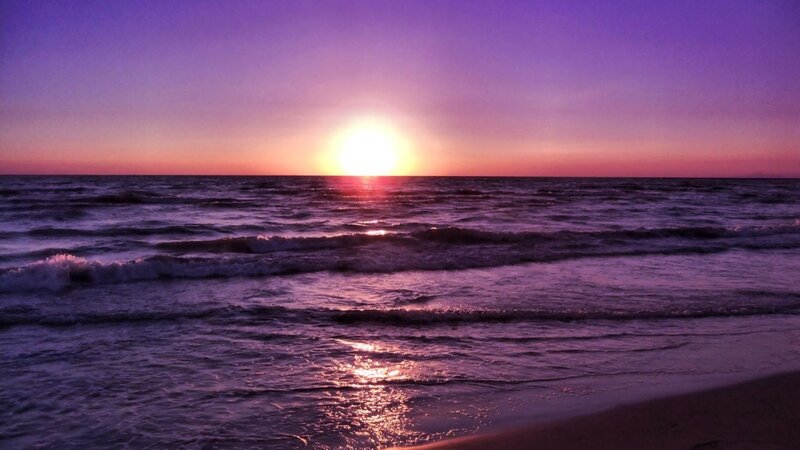 Sunset over Ocean — Purple, Serene, Photograph, Waves