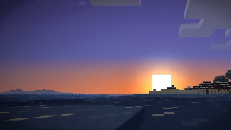 Sunset over Ocean — Purple, Serene, Pixel Art, Sun