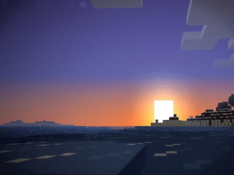 Sunset over Ocean — Purple, Serene, Pixel Art