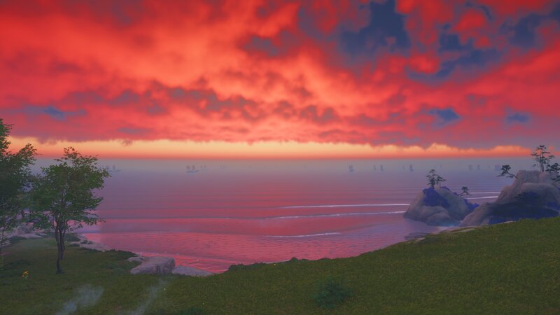 Sunset over Ocean — Red, Dramatic, 3d Render
