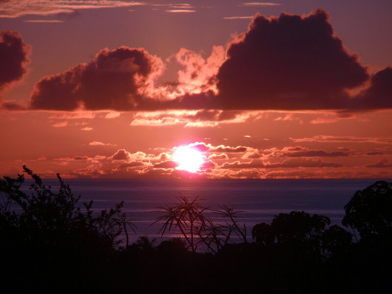 Sunset over Ocean — Red, Dramatic, Photograph, Clouds, Silhouettes