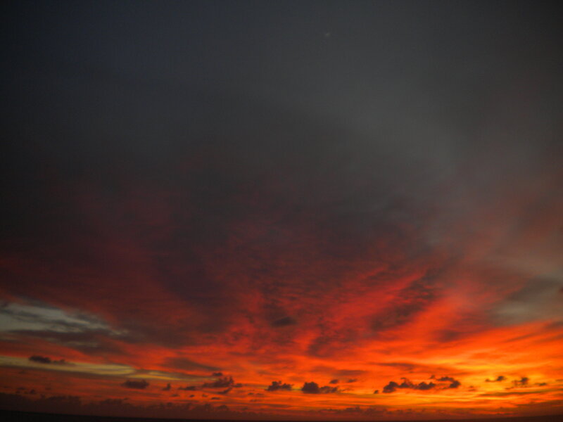 Sunset over Ocean — Red, Dramatic, Photograph, Clouds, Sky