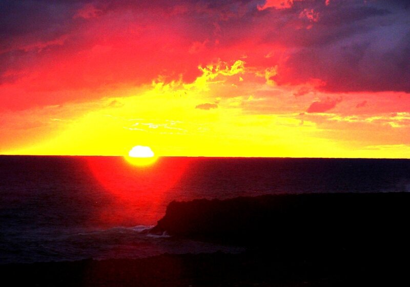 Sunset over Ocean — Red, Dramatic, Photograph, Sky, Sea