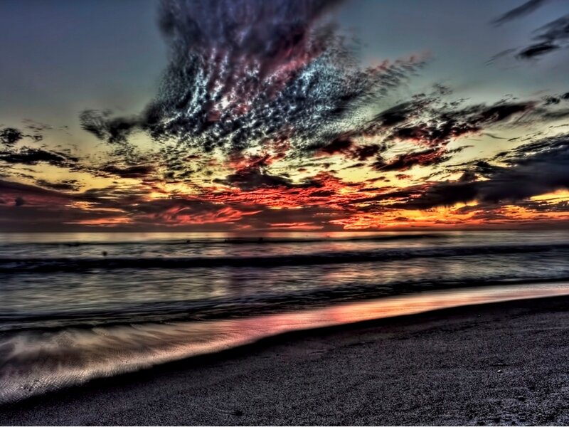 Sunset over Ocean — Red, Dramatic