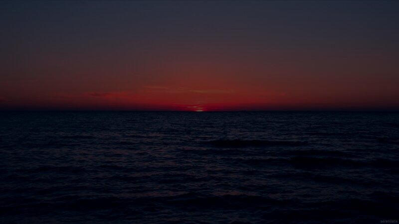 Sunset over Ocean — Red, Serene, Photograph, Sky