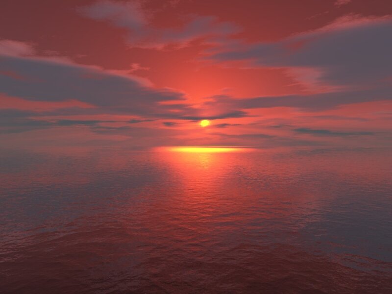 Sunset over Ocean — Red, Serene